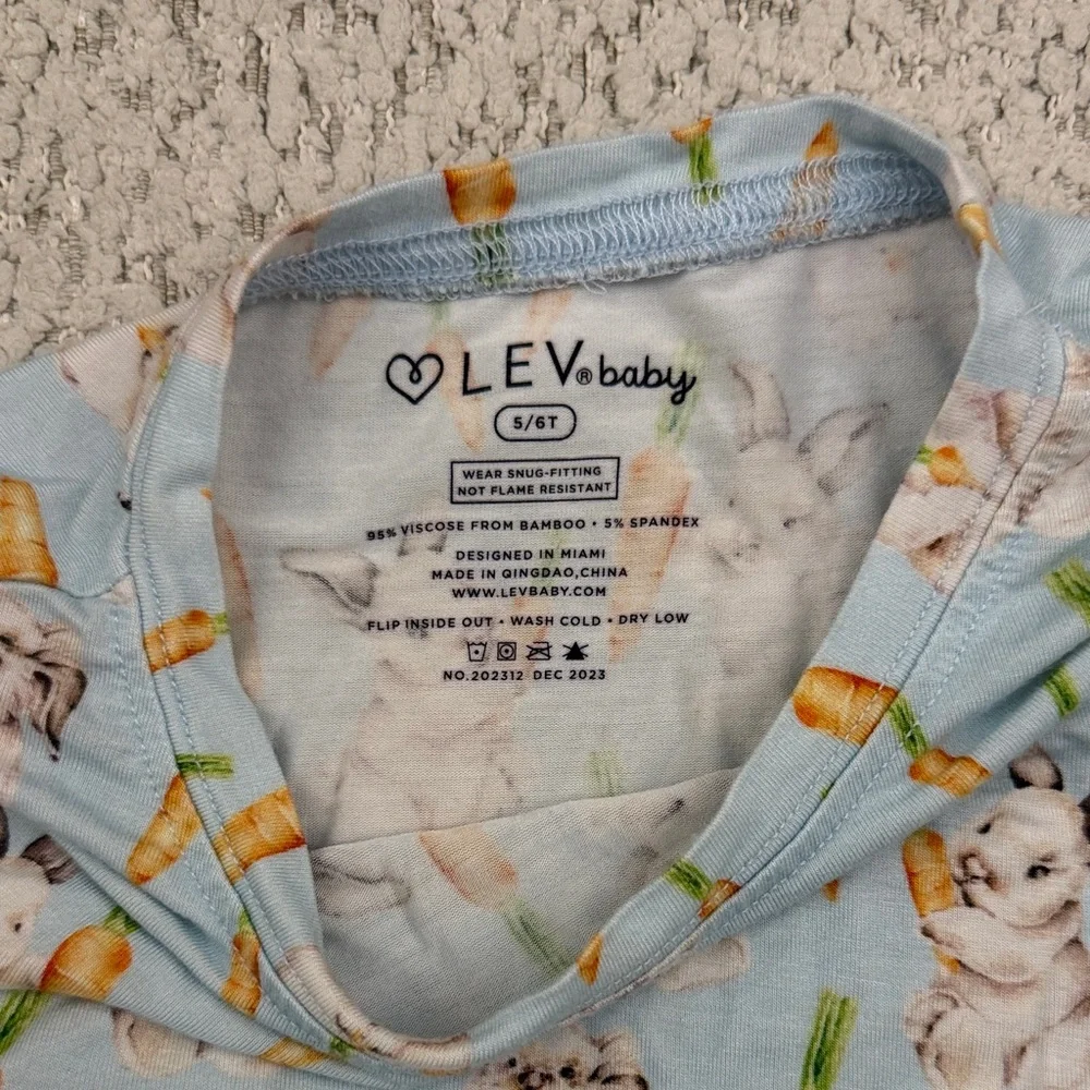 Bamboo Blue Bunny Print Kids Pajamas - Picture 2 of 4